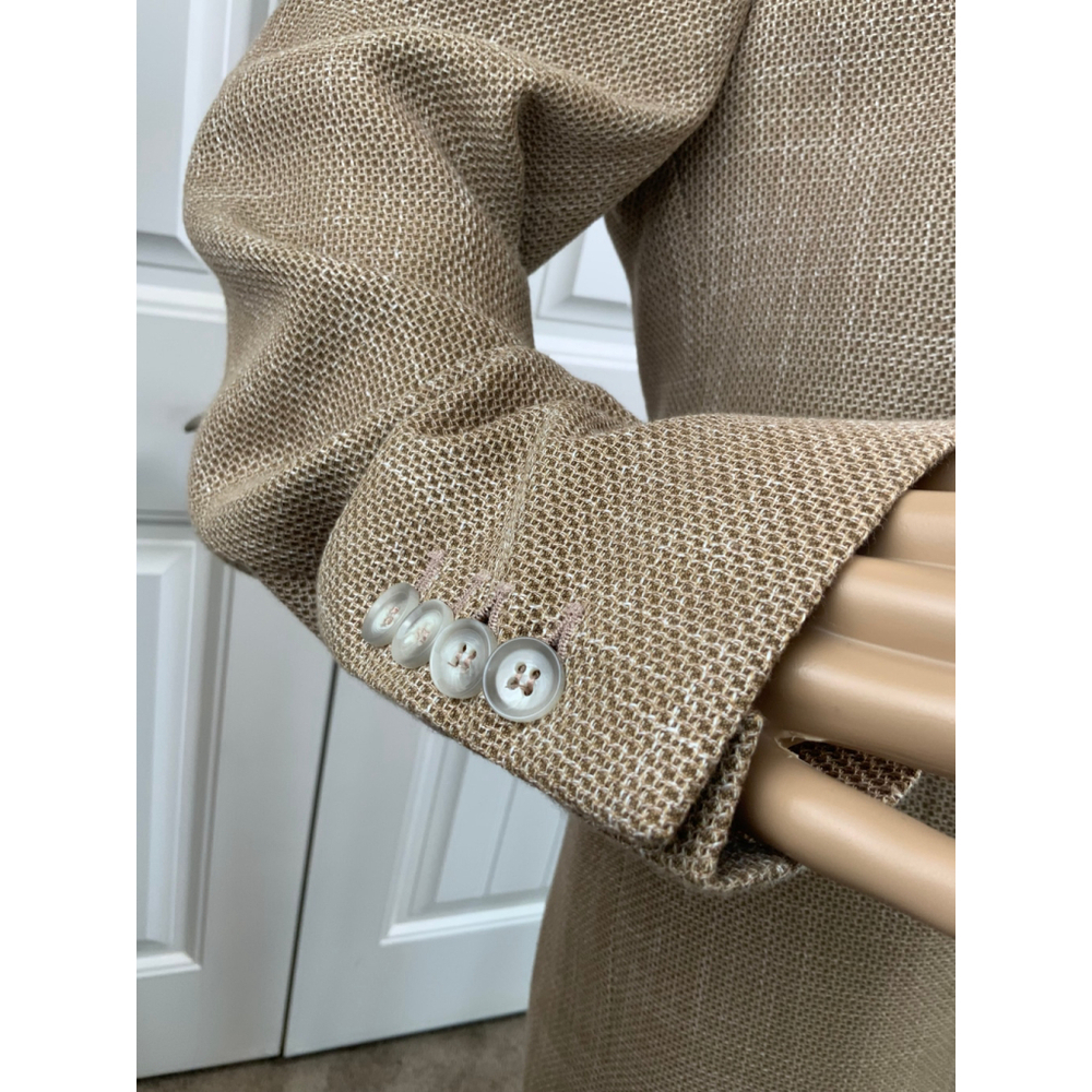 Xram Women's Tan Blazer Med Notched Lapel Office Business Preppy Light Academia - Picture 5 of 16